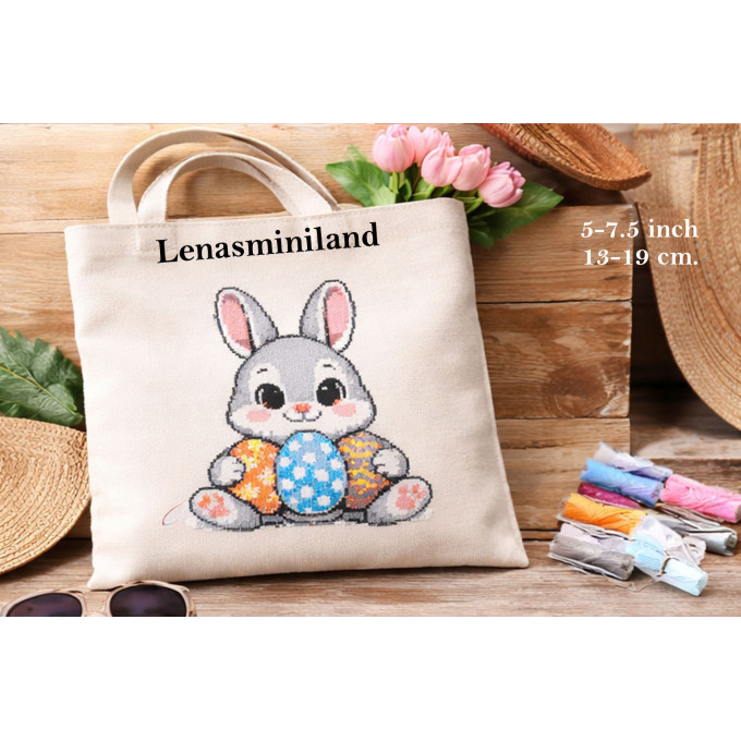 Cross stitch pattern Easter bunny with eggs embroidery