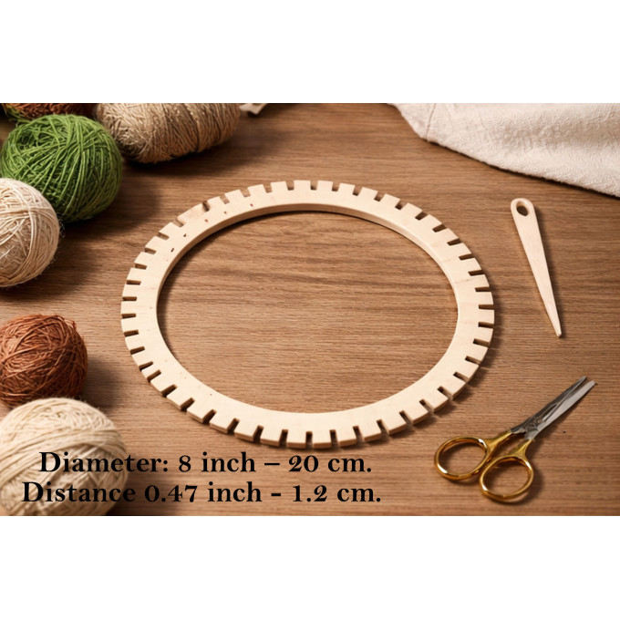 Weaving loom round 8 inch + comb needle laser cut 