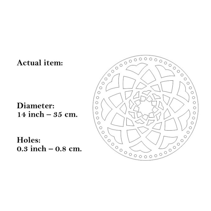 Round basket base with geometric shape mandala 14