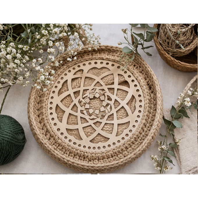 Round basket base with geometric shape mandala 14
