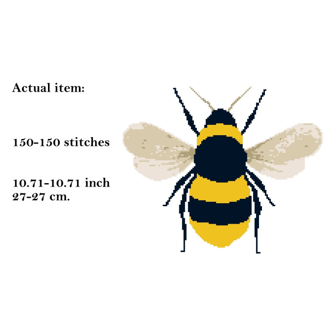 Bee cross stitch embroidery pattern 10 inch needlework