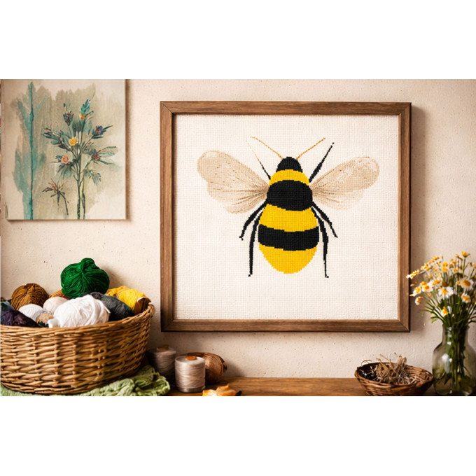 Bee cross stitch embroidery pattern 10 inch needlework