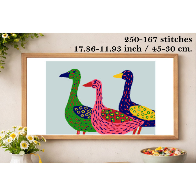 Cross stitch goose embroidery pattern digital file