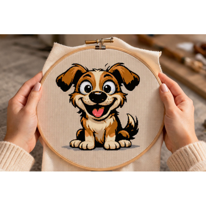 Carton dog cross stitch pattern embroidery file digital