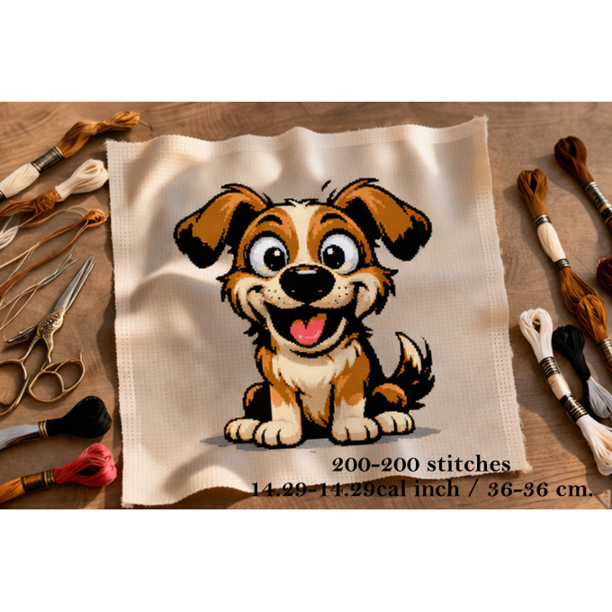 Carton dog cross stitch pattern embroidery file digital