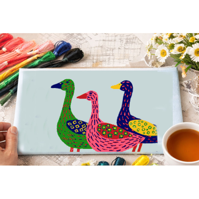 Cross stitch goose embroidery pattern digital file