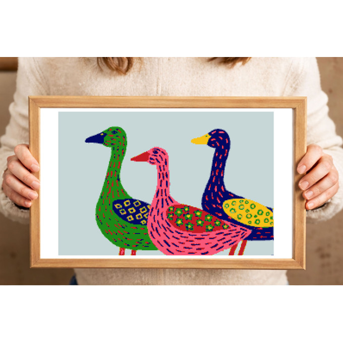 Cross stitch goose embroidery pattern digital file