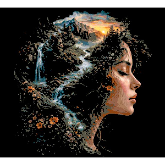 Cross stitch women earth pattern digital file girl face