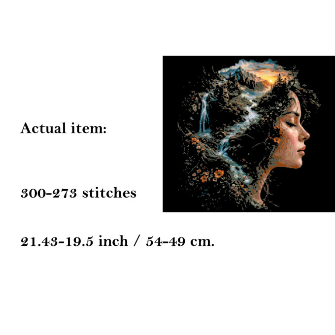 Cross stitch women earth pattern digital file girl face