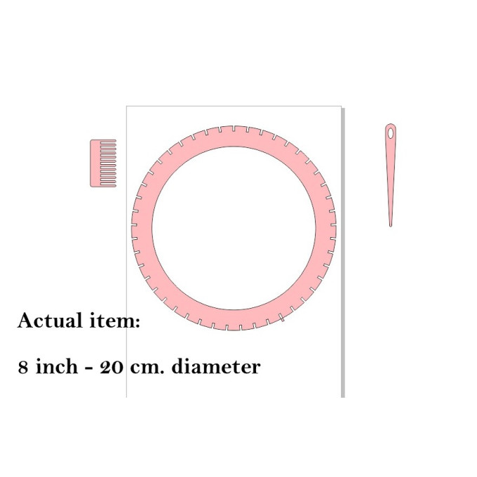 Weaving loom round 8 inch + comb needle laser cut 