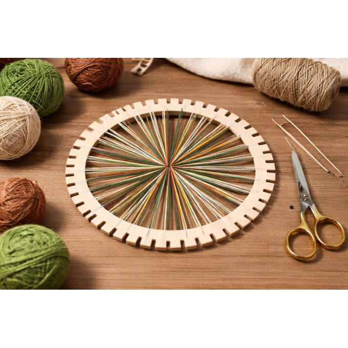 Weaving loom round 8 inch + comb needle laser cut 