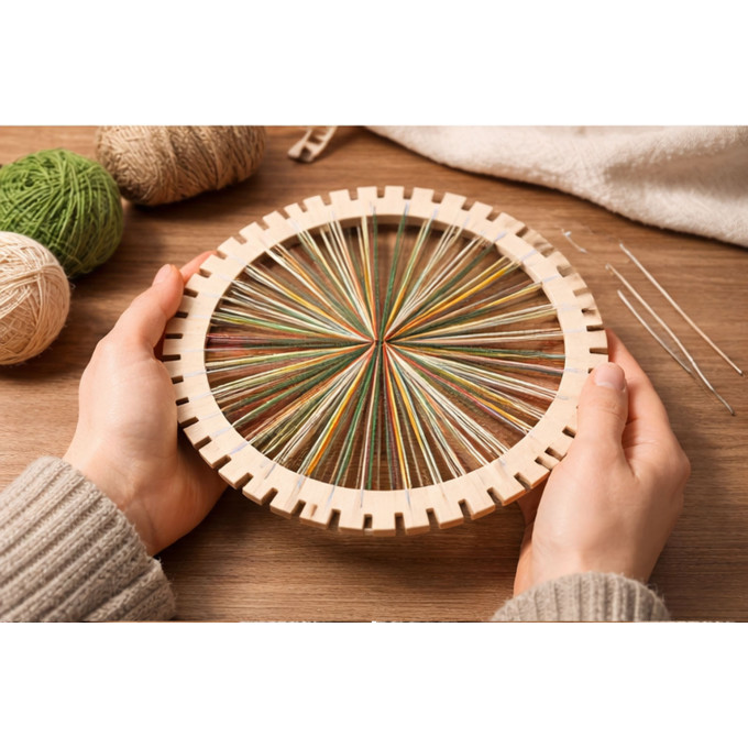 Weaving loom round 8 inch + comb needle laser cut 