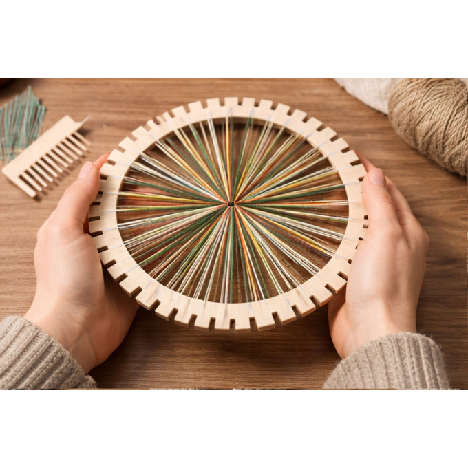 Weaving loom round 8 inch + comb needle laser cut 