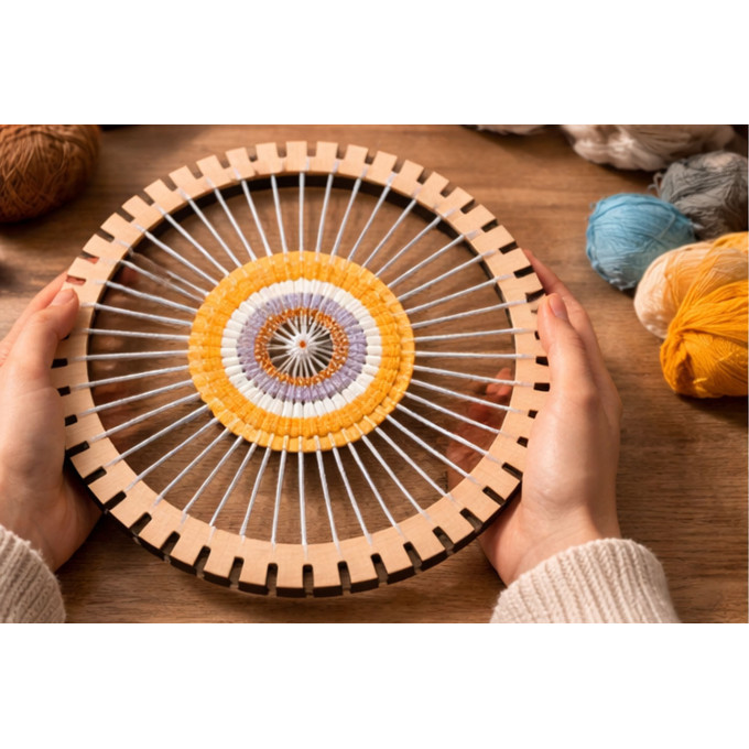 Round weaving loom 10 inch digital file laser cut plywood