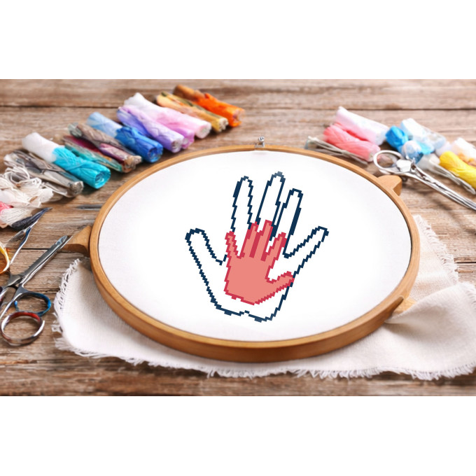 Handprint cross stitch pattern digital download hand 