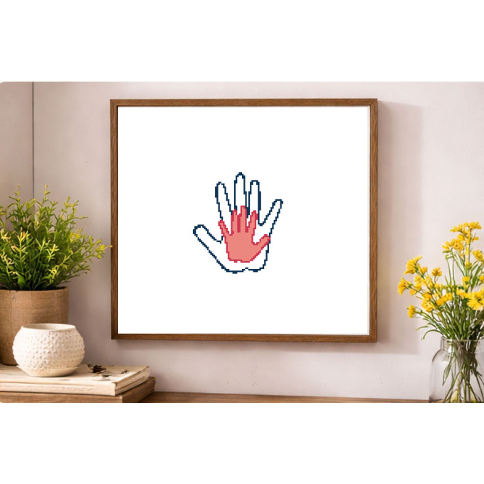 Handprint cross stitch pattern digital download hand 