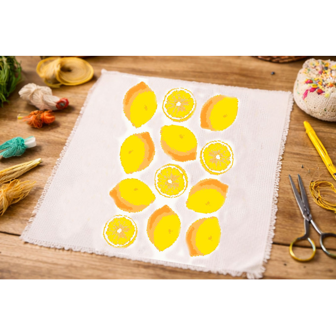 Cross stitch lemons embroidery pattern, yellow citrus