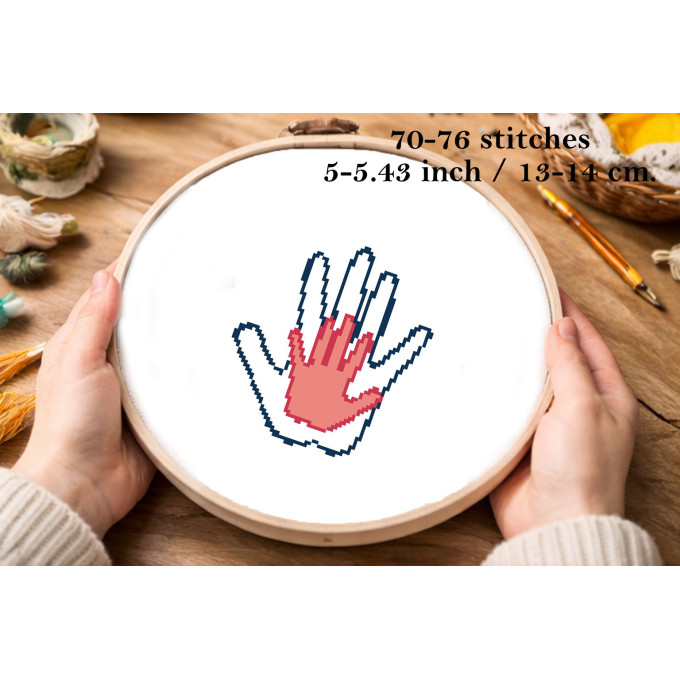 Handprint cross stitch pattern digital download hand 