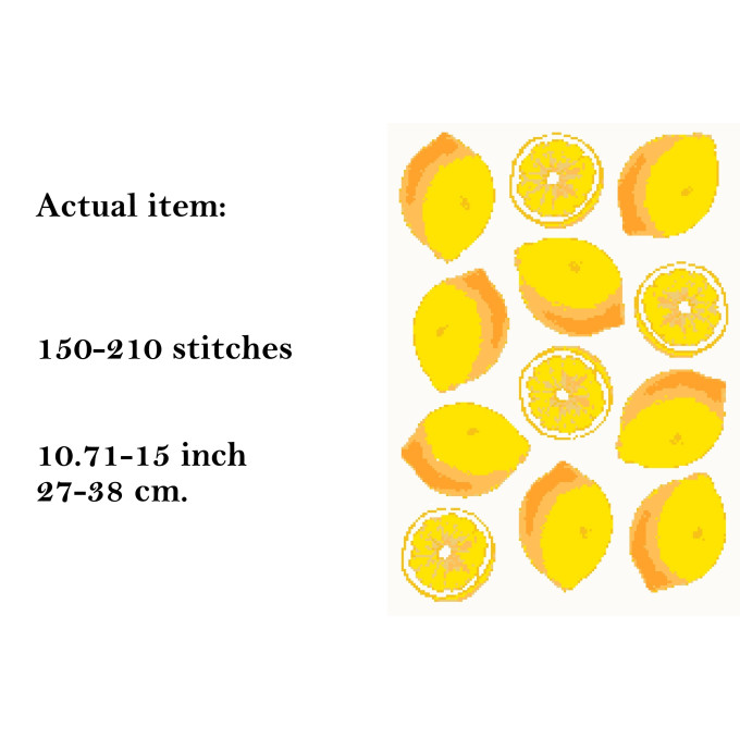 Cross stitch lemons embroidery pattern, yellow citrus