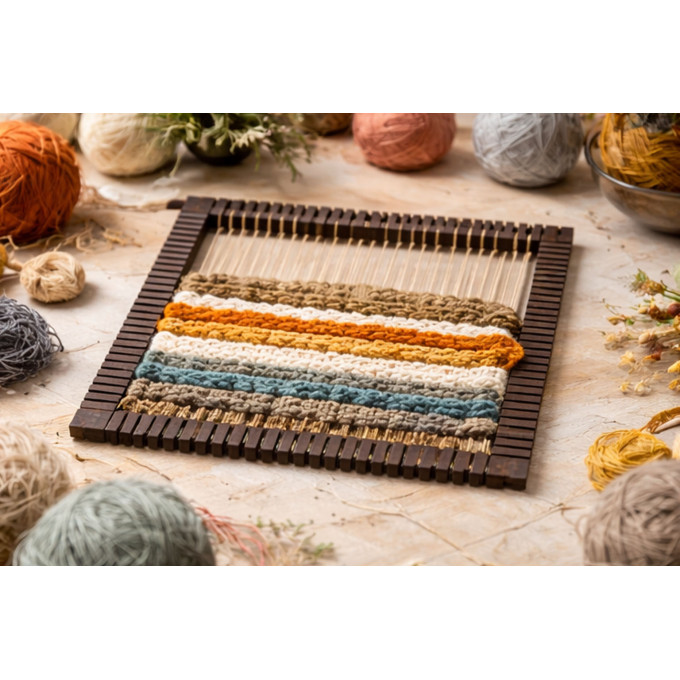 Weaving loom square 4 side small digital download file fiber art 